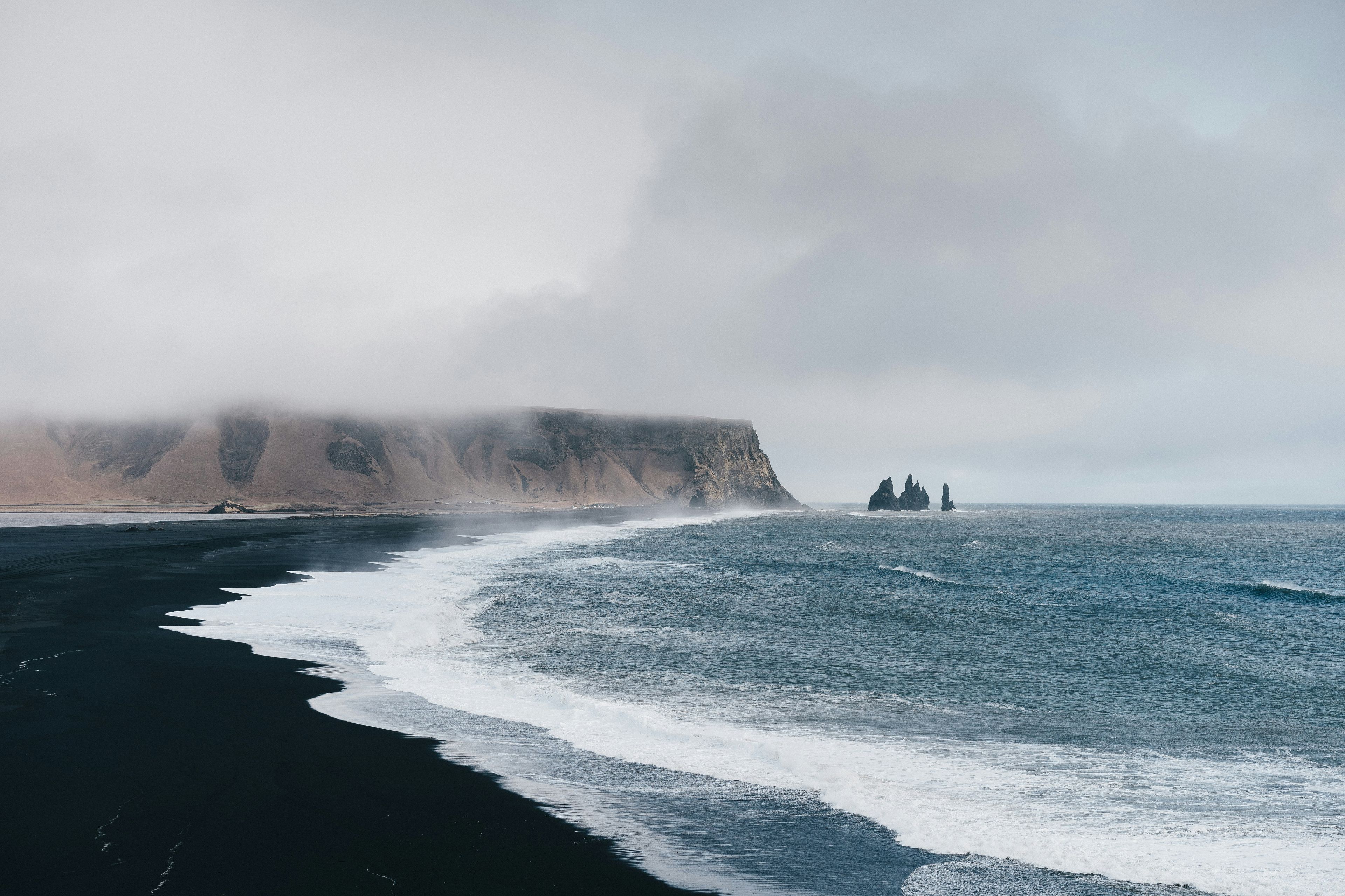 Beach with cloudy sky