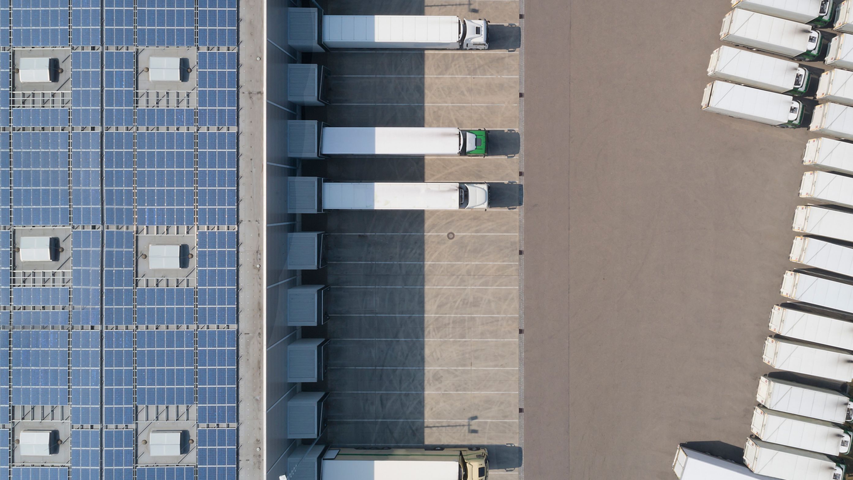 Truck parking lot from a bird's eye view