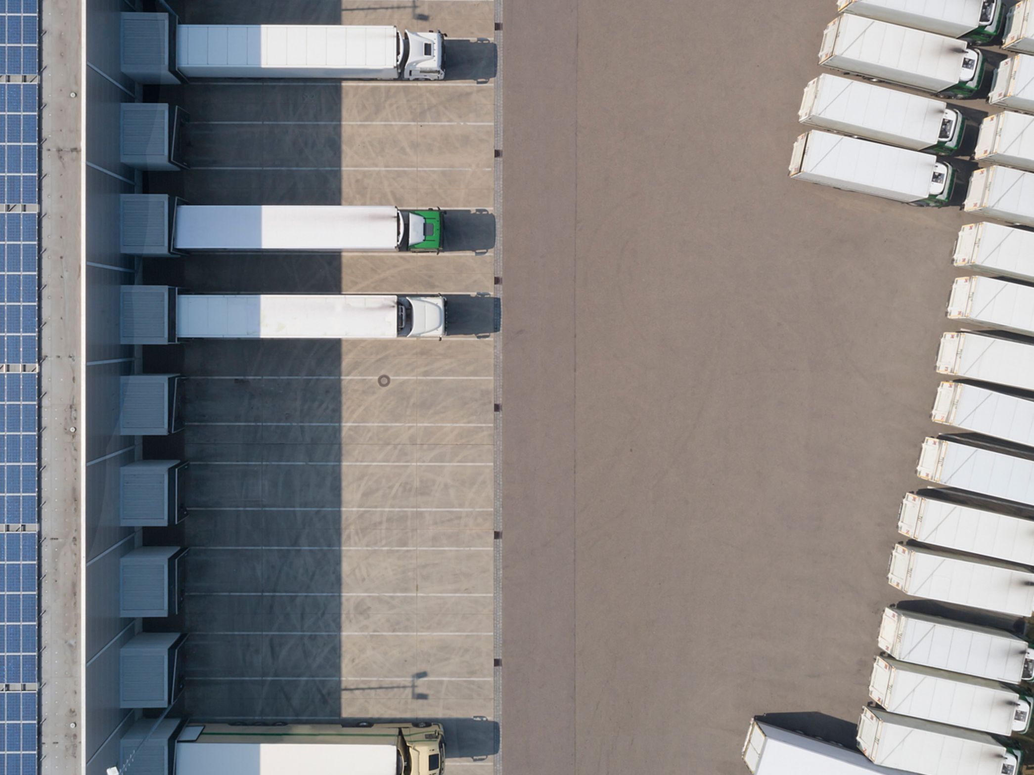 Truck parking lot from a bird's eye view