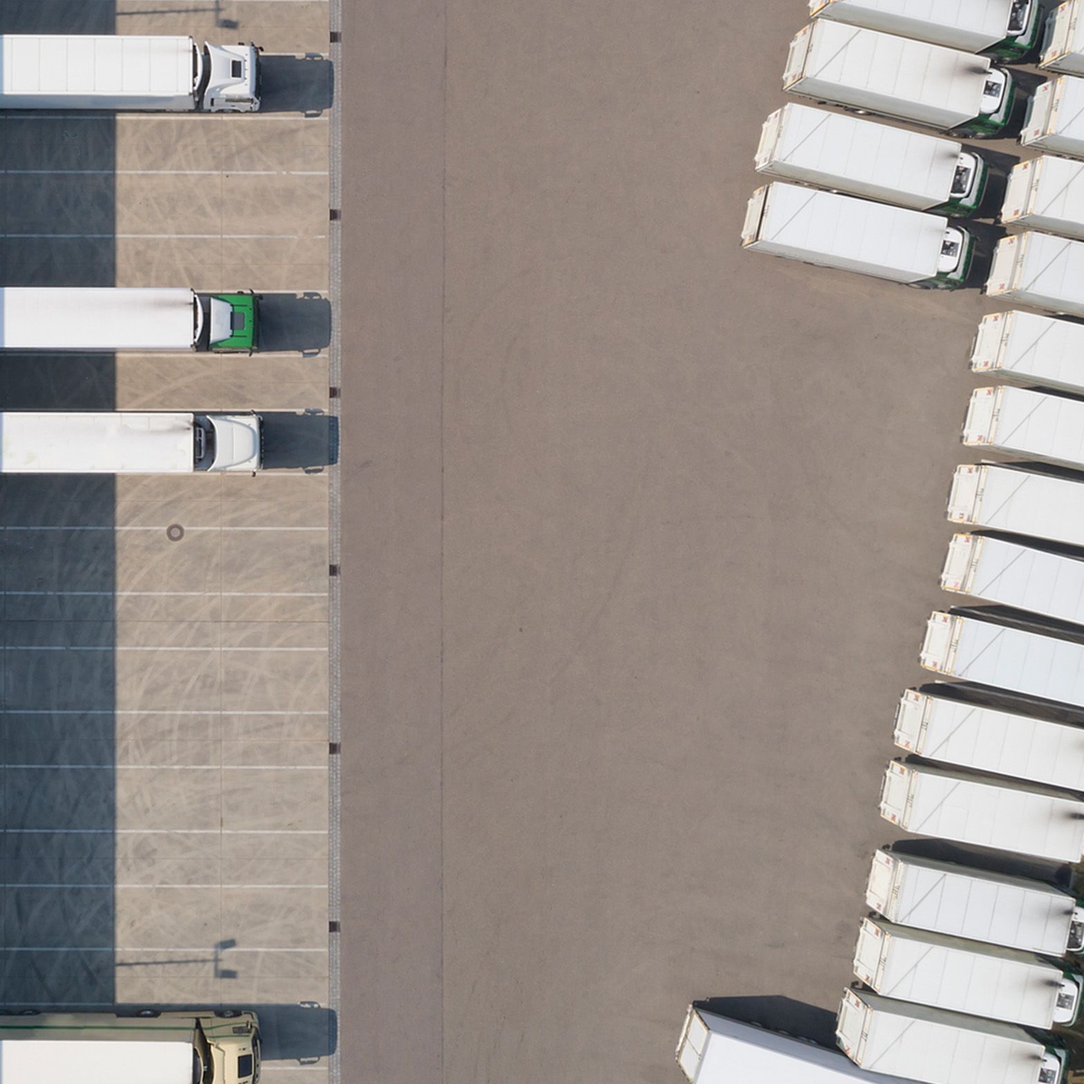 Truck parking lot from a bird's eye view