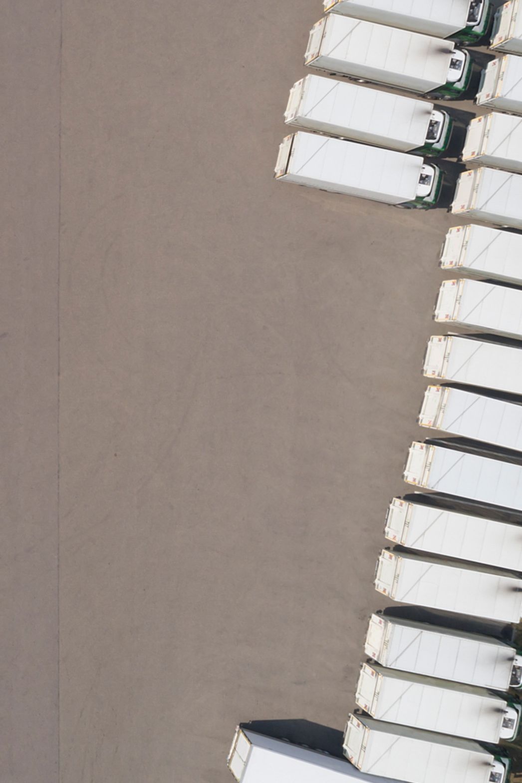 Truck parking lot from a bird's eye view